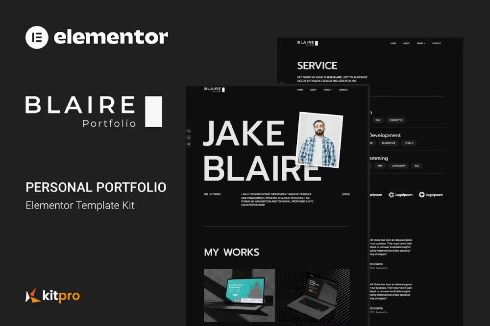 Blaire Personal Portfolio Elementor Template Kit