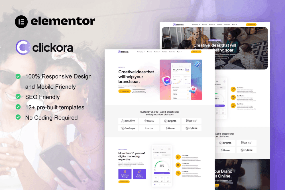 Clickora Digital Marketing Agency Elementor Template Kit