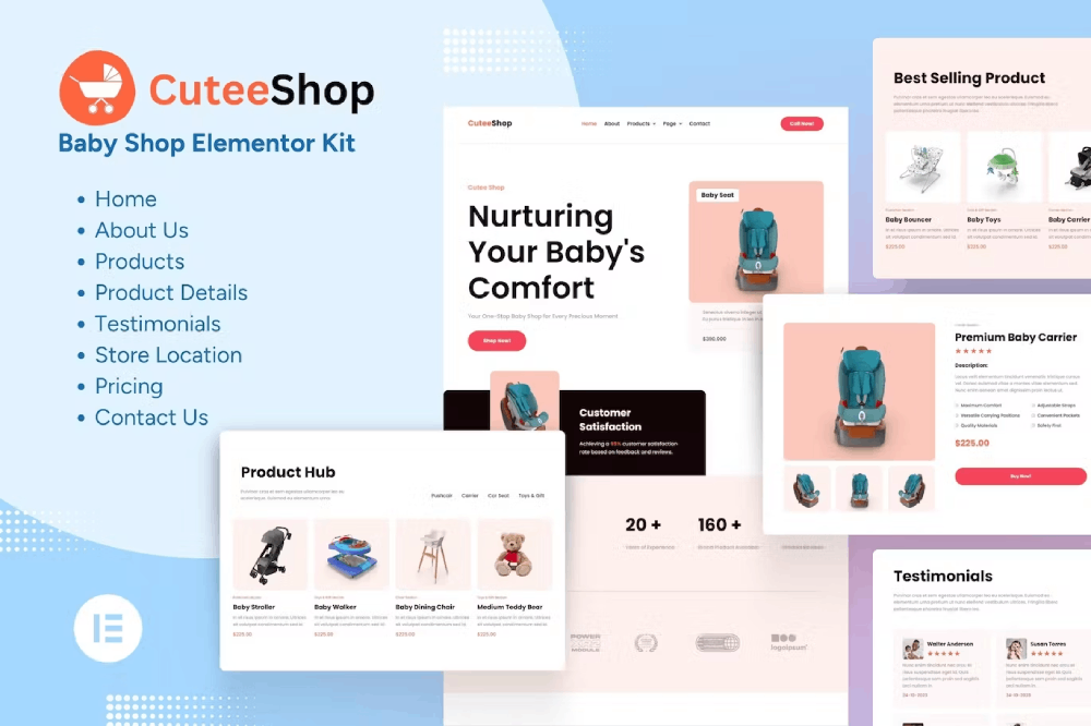 Cuteeshop Kids & Baby Ecommerce Elementor Kit