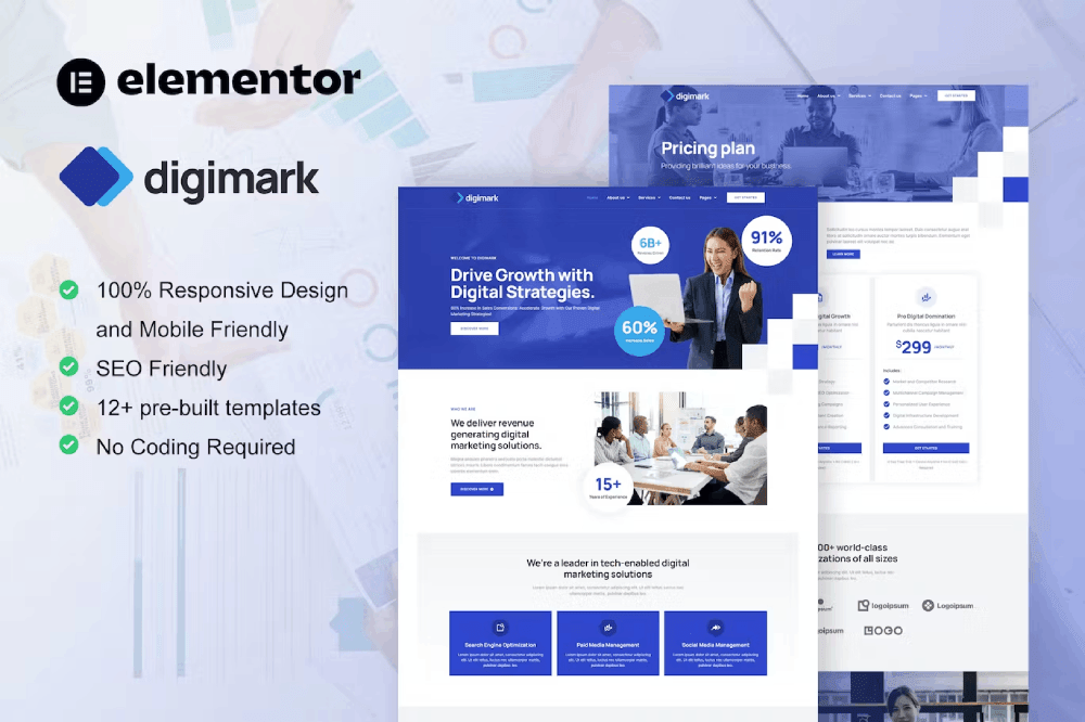 Digimark Digital Marketing Agency Elementor Pro Template Kit