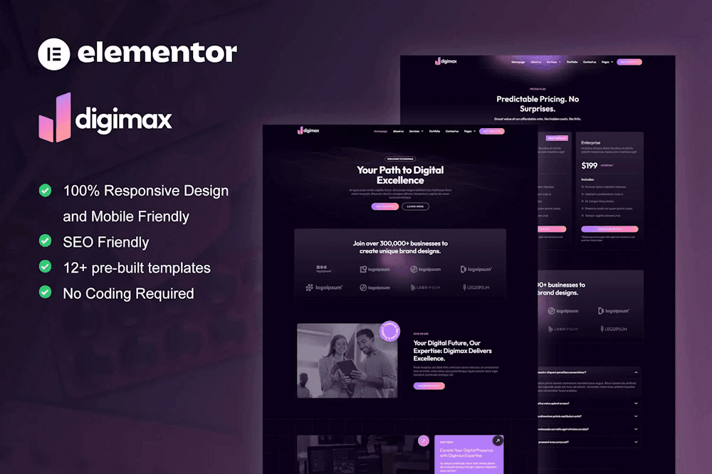 Digimax Marketing Agency Elementor Pro Template Kit