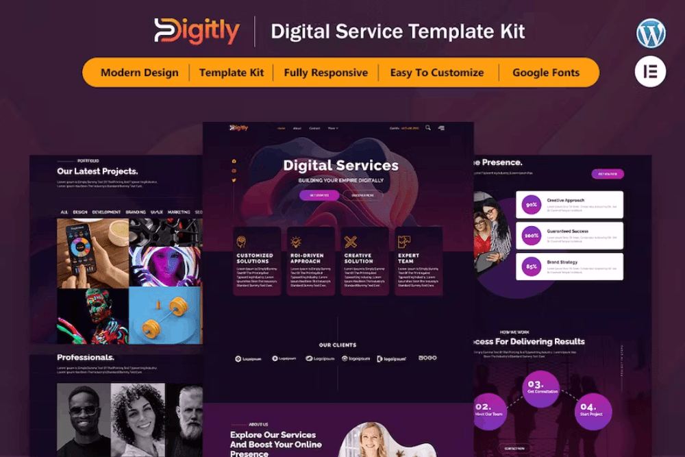 Digitly Digital Service Agency Elementor Template Kit