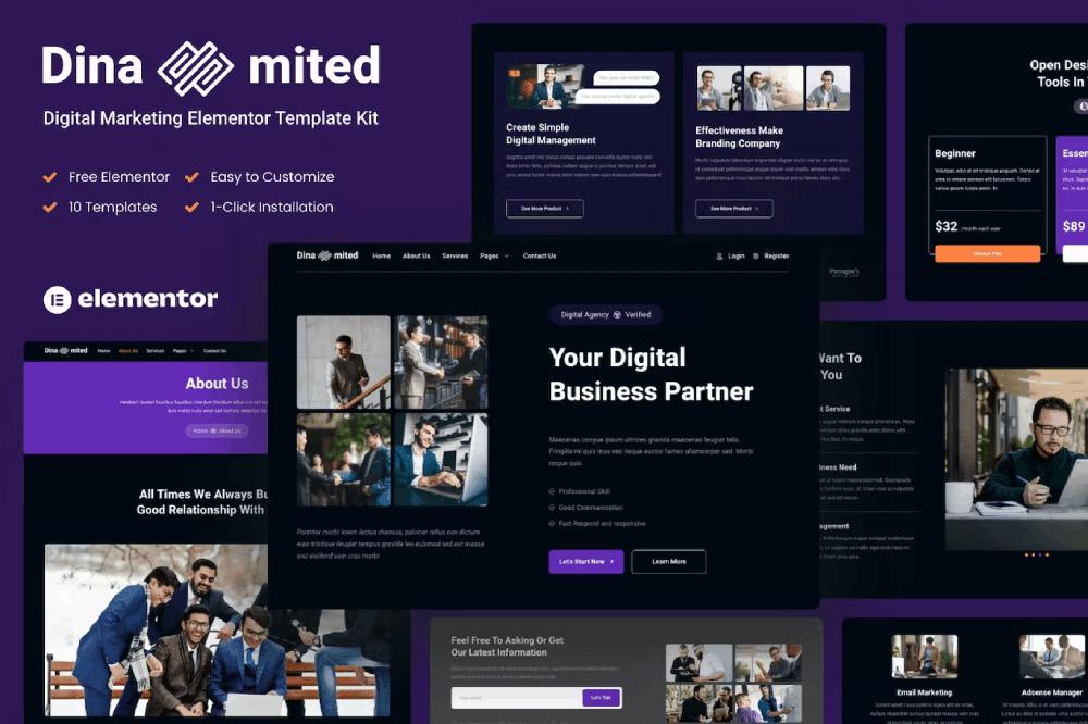 Dinamited Digital Marketing & Business Elementor Template Kit