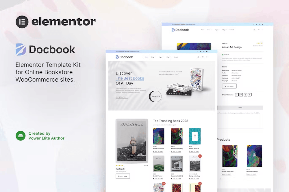 Docbook Online Bookstore WooCommerce Elementor Template Kit