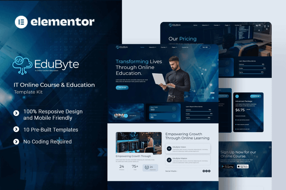 EduByte IT Online Course & Education Elementor Template Kit