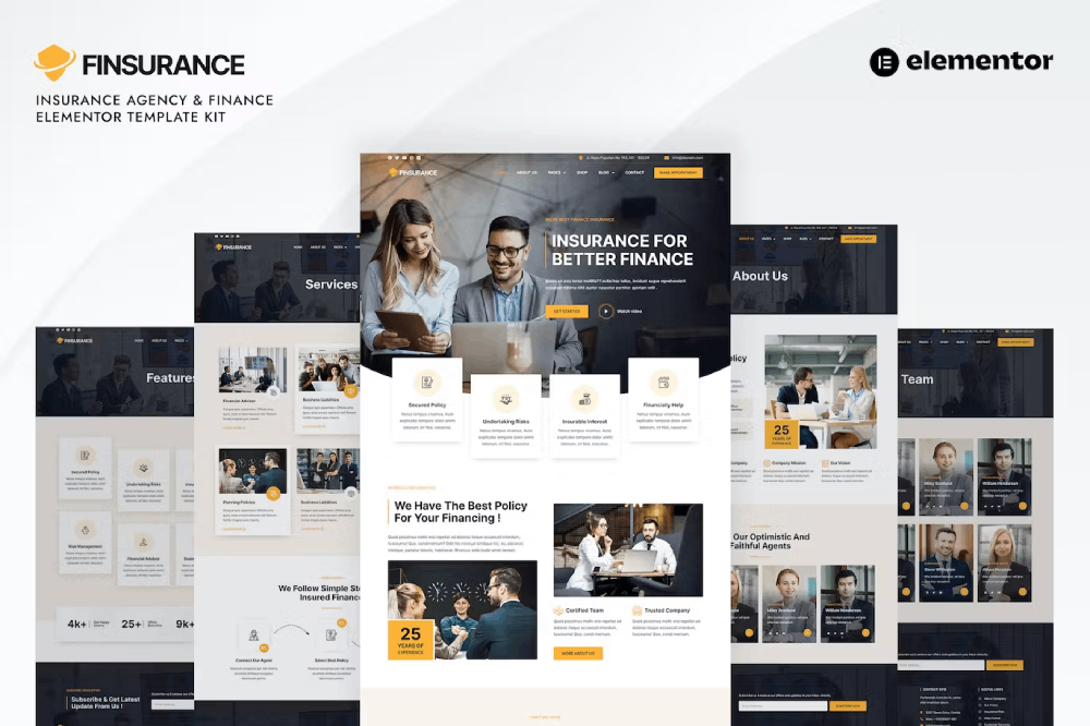 Insurance Free Pro Template Kit for Finance & Insurance Websites