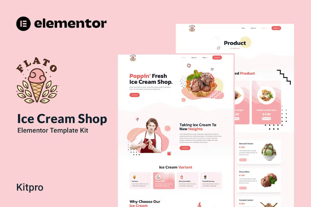 Flato Ice Cream Shop Elementor Template Kit