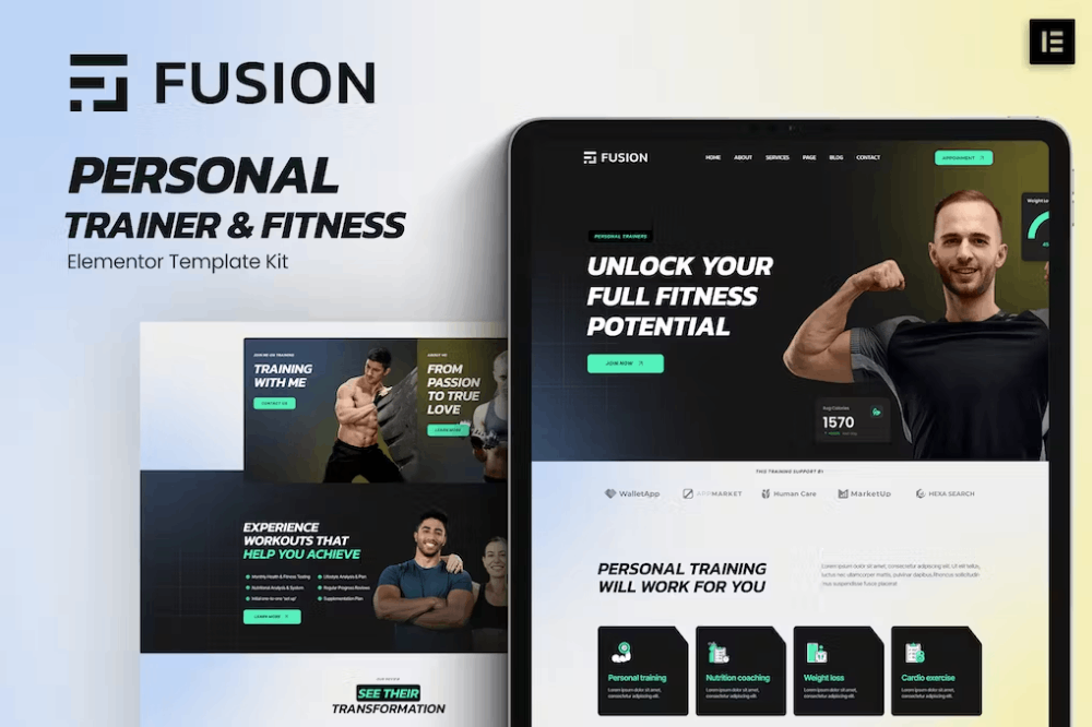 Fusion Fitness Elementor Template Kit