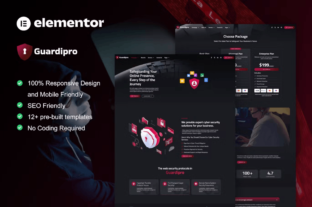 GuardianPro Cyber Security Services Elementor Template Kit