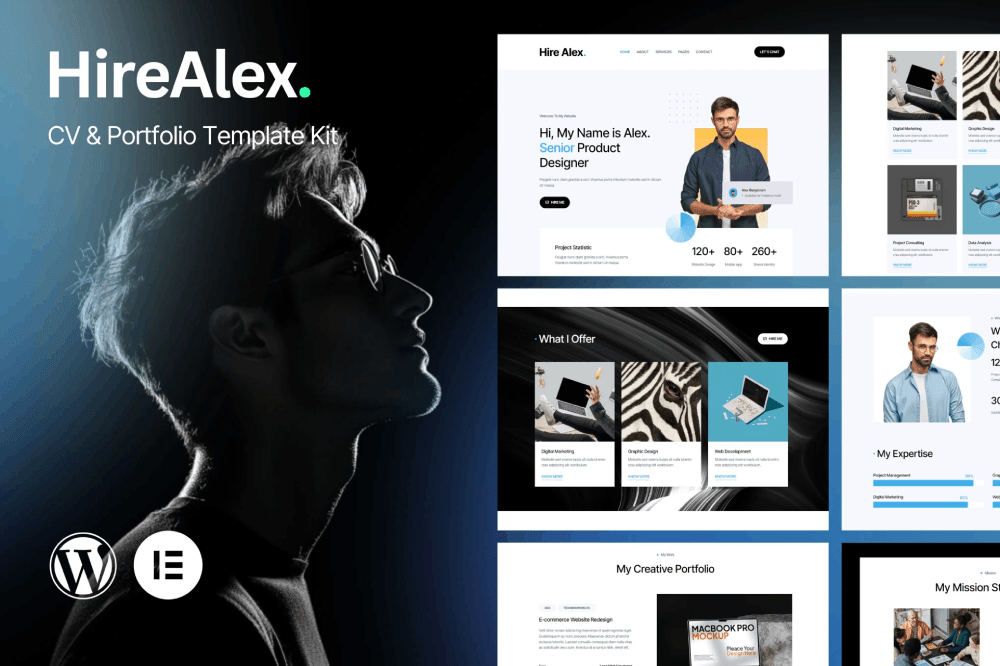 HireAlex CV & Portfolio Elementor Template Kit