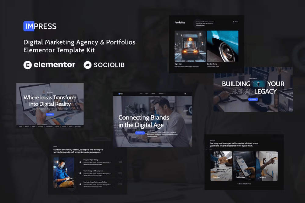 Impress Marketing Agency & Portfolios Elementor Template Kit