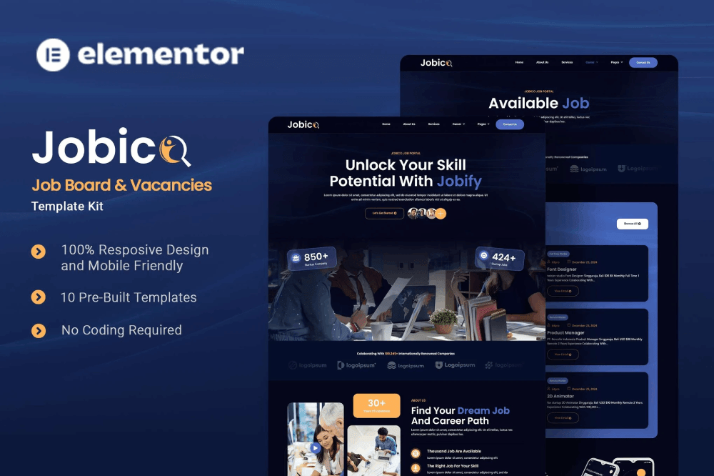 Jobico Job Board & Vacancies Elementor Template Kit