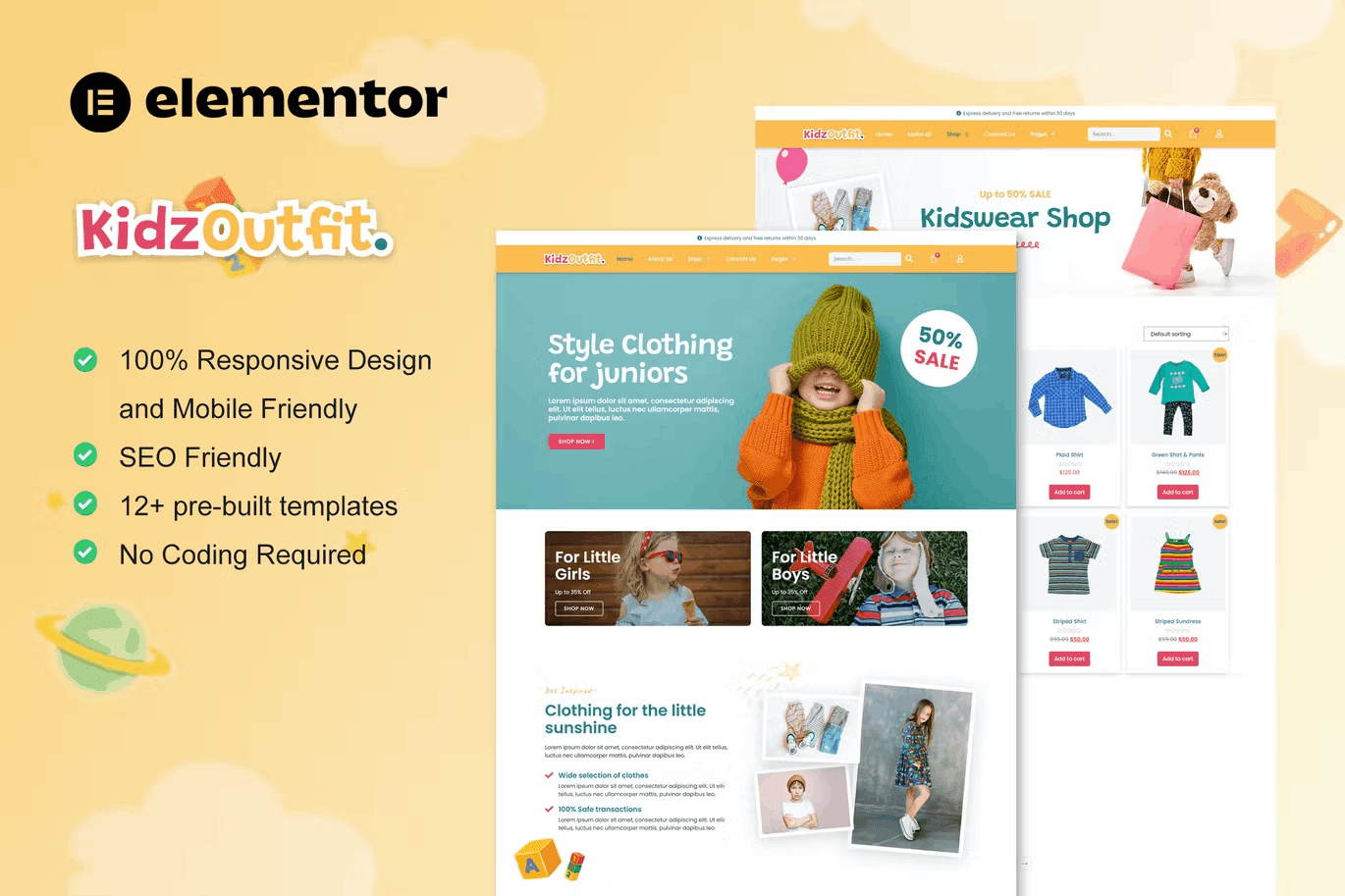 KidzOutfit WooCommerce Kids Shop Elementor Template Kit