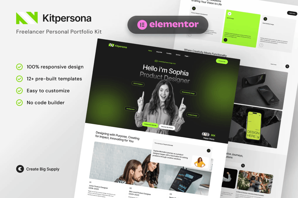 Kitpersona Freelancer Personal Portfolio Elementor Template Kit