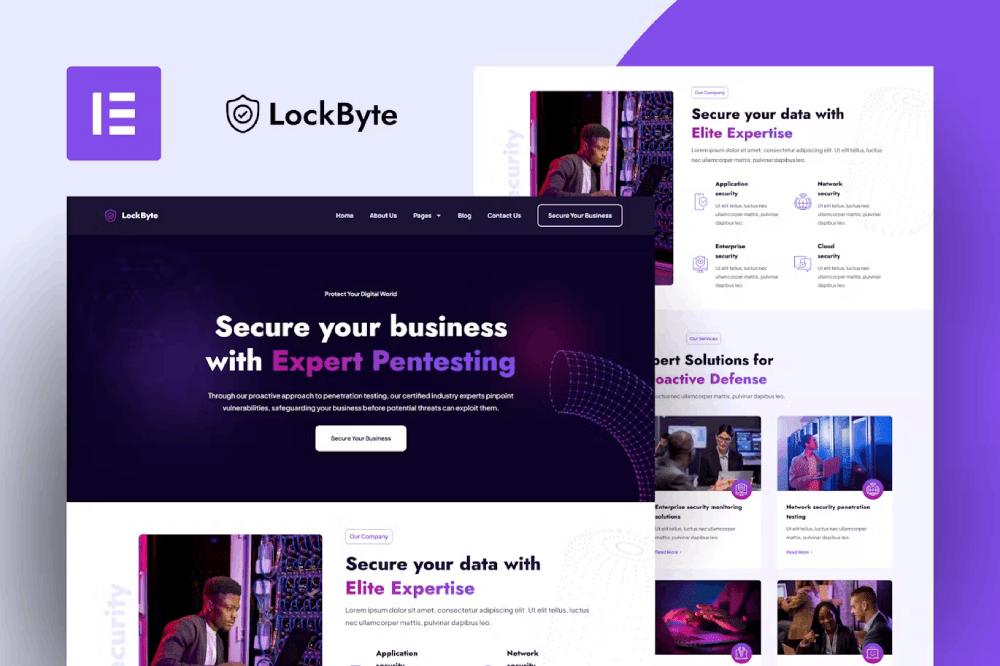 LockByte Cyber Security Services Elementor Pro Template Kit