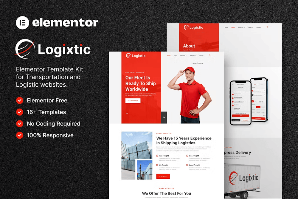 Logixtic Transportation & Logistic Elementor Template Kit