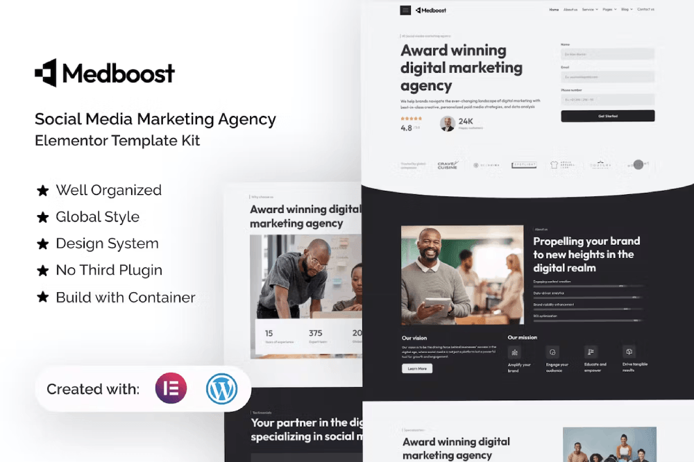 Medboost Social Media Marketing Agency Elementor Template Kit