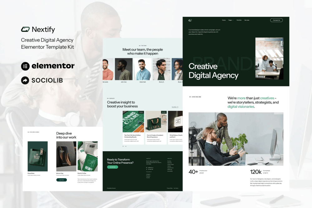 Nextify Creative Digital Agency & Portfolio Elementor Template Kit