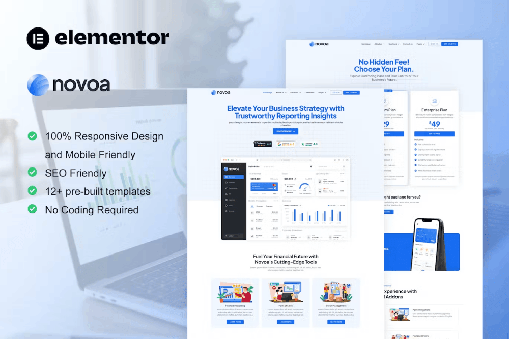 Novoa Saas Elementor Pro Template Kit