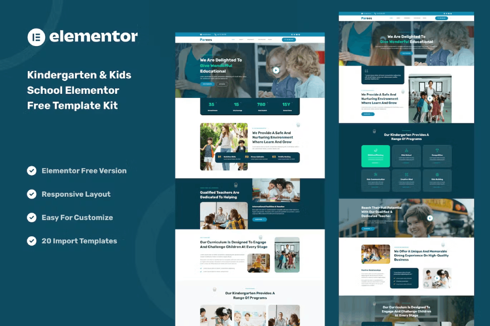 Parees Kindergarten & Kids School Elementor Template Kit