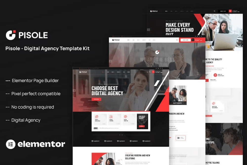 Pisole Digital Agency Elementor Template Kit