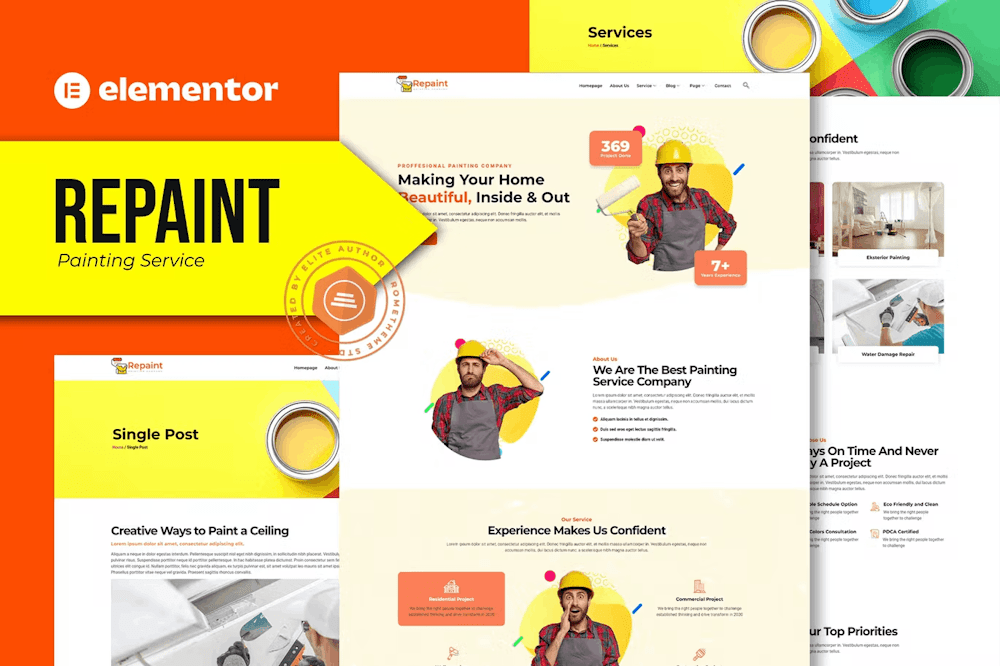 Repaint Painting Company Service Elementor Template Kit