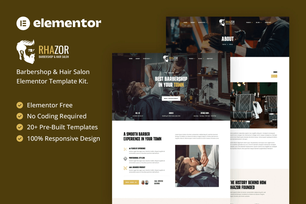 Rhazor Barbershop Elementor Template Kit