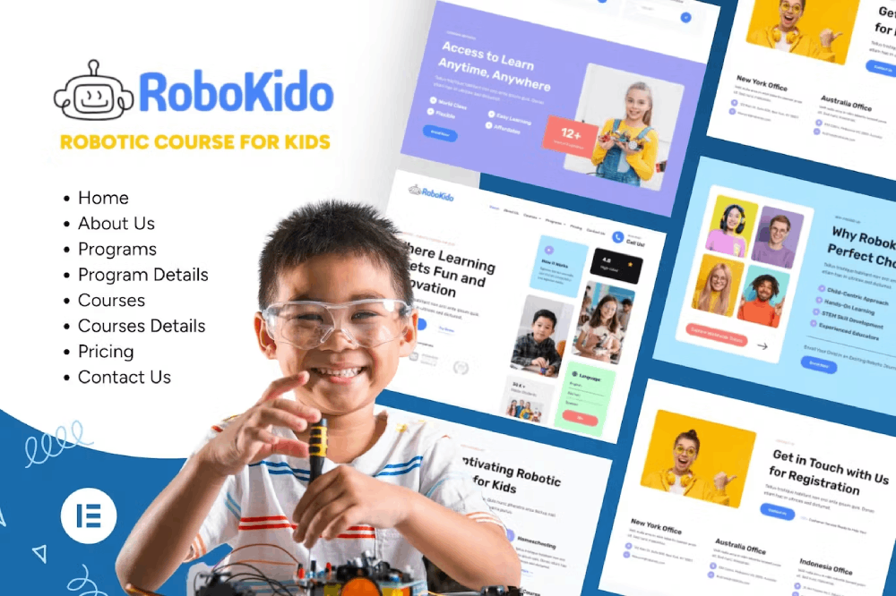 RoboKidoOnline Learning Courses for Kids Elementor Template Kit