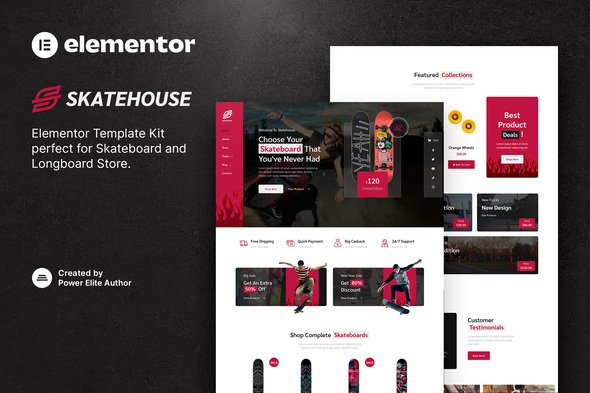 Skatehouse Skateboard & Extreme Sport Shop Elementor Template Kit