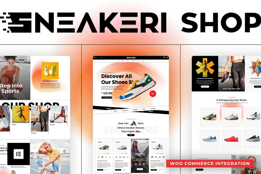 Sneakeri Sports Shoes Store Elementor Pro Template Kit