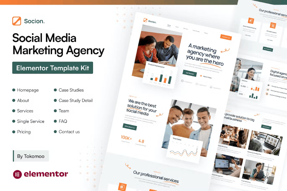 Socion Social Media Marketing Agency Elementor Pro Template Kit