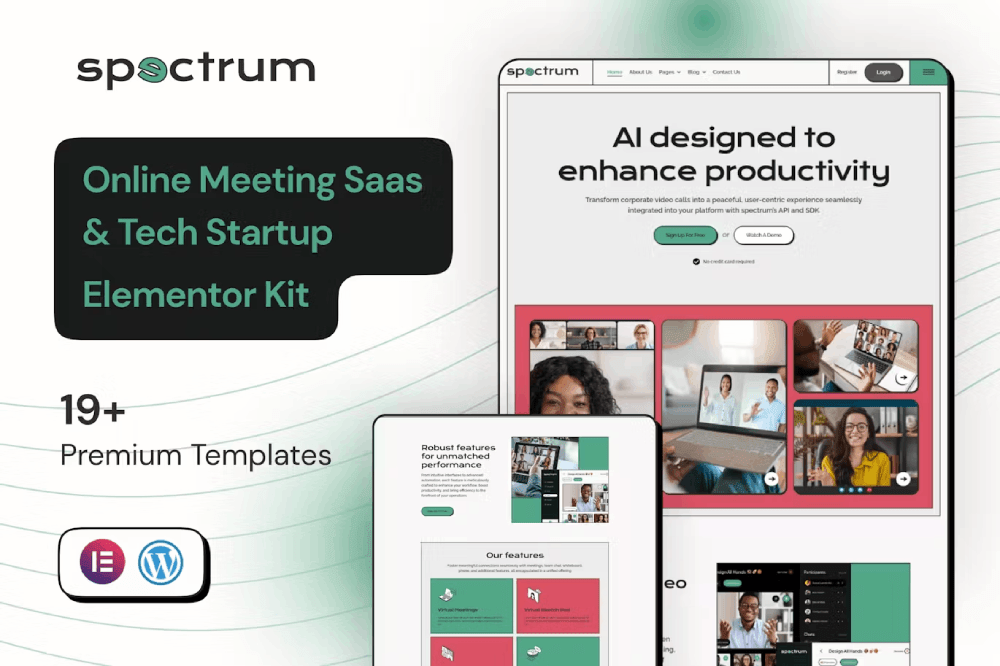 Spectrum Online Meeting Saas Elementor Pro Template Kit