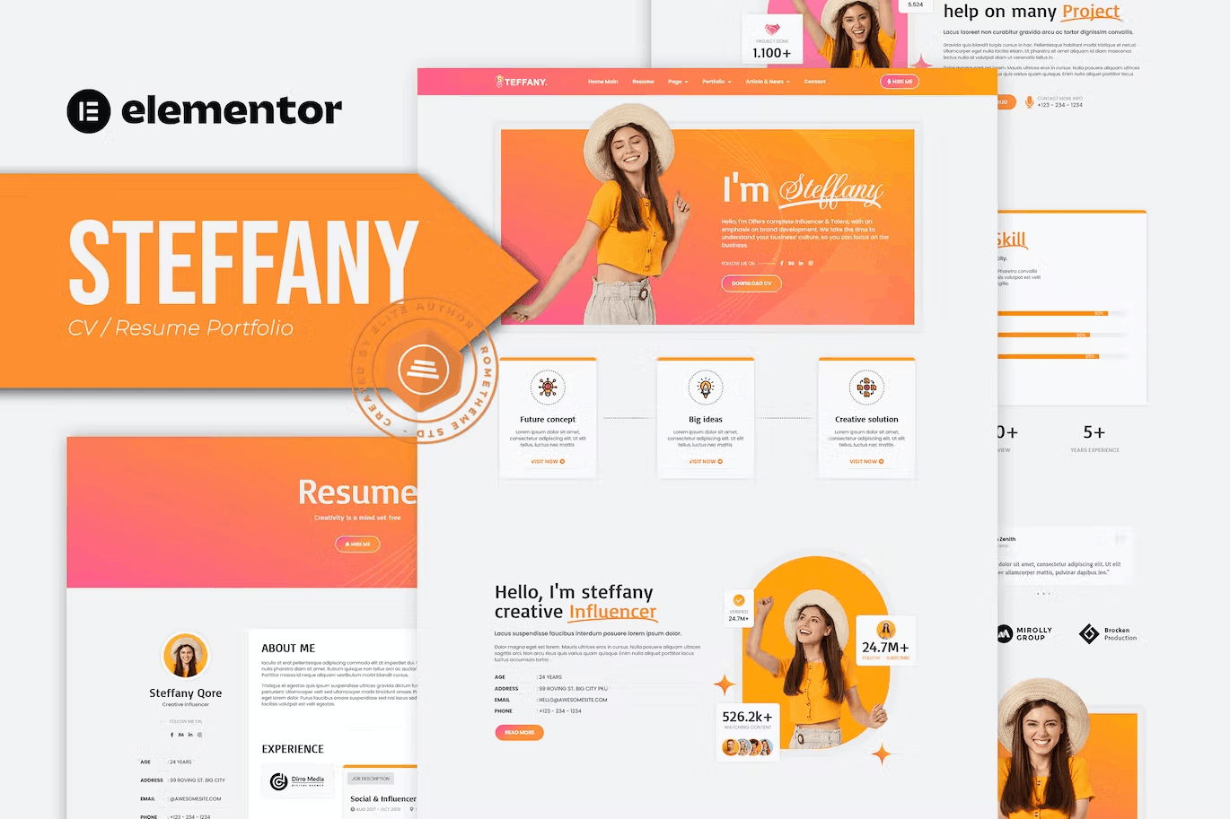 Steffany CV Resume Elementor Pro Template Kit