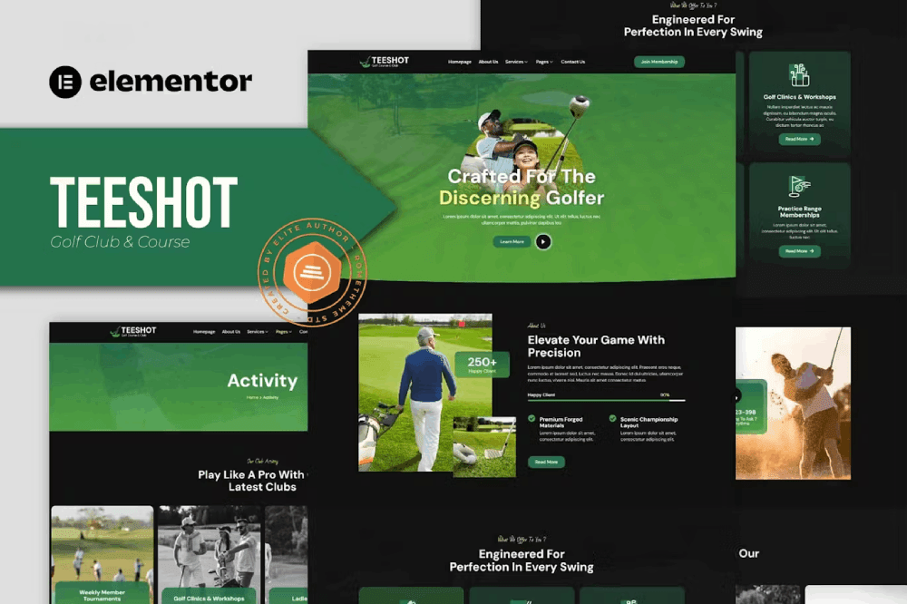 Teeshot Golf Club & Course Elementor Template Kit