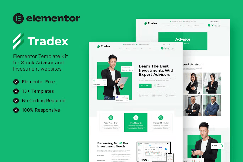 Tradex Stock Advisor & Investment Elementor Template Kit