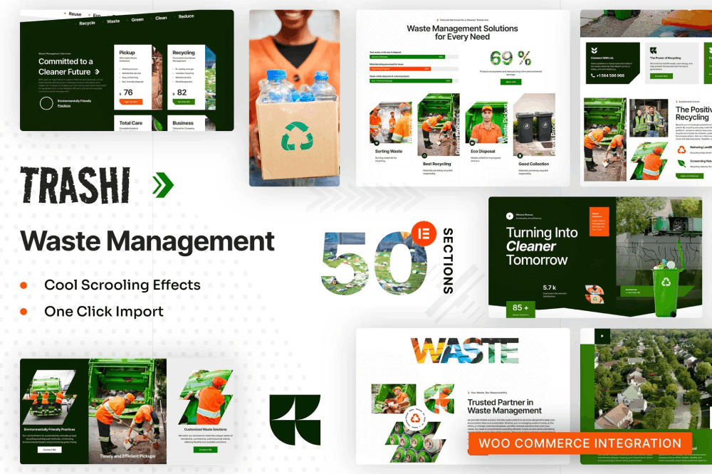 Trashi Waste Management Elementor Template Kit