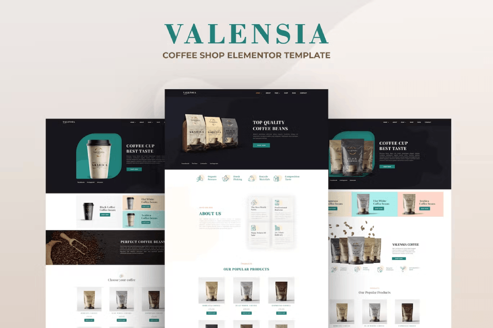 Valensia Coffee Shop Elementor Template Kit