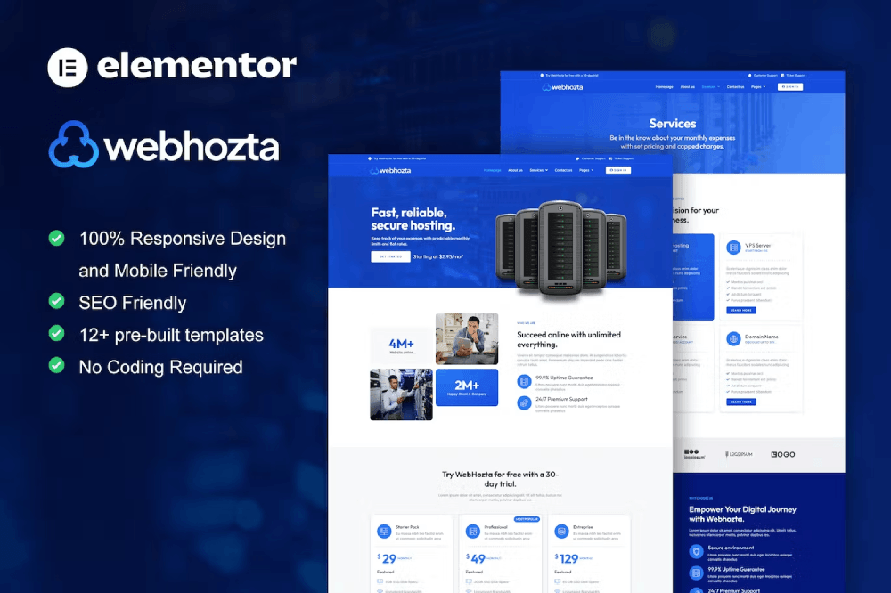 Webhozta Hosting Service Elementor Template Kit