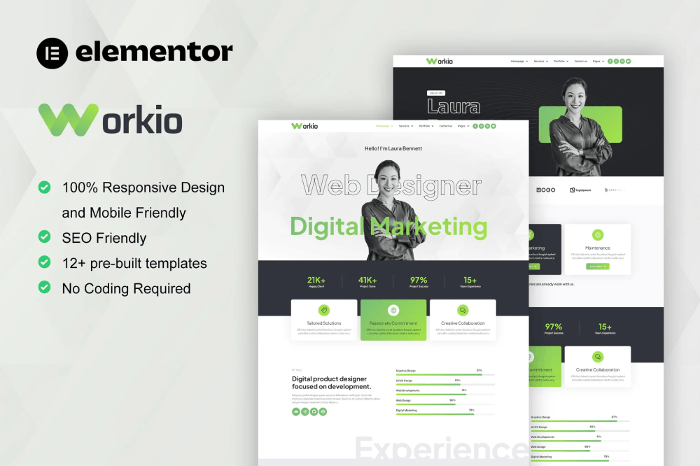 Workio Digital Service & Creative Portfolio Elementor Template Kit