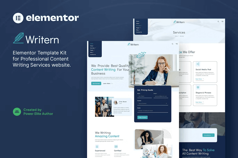 Writern Content Writing Services Elementor Template Kit