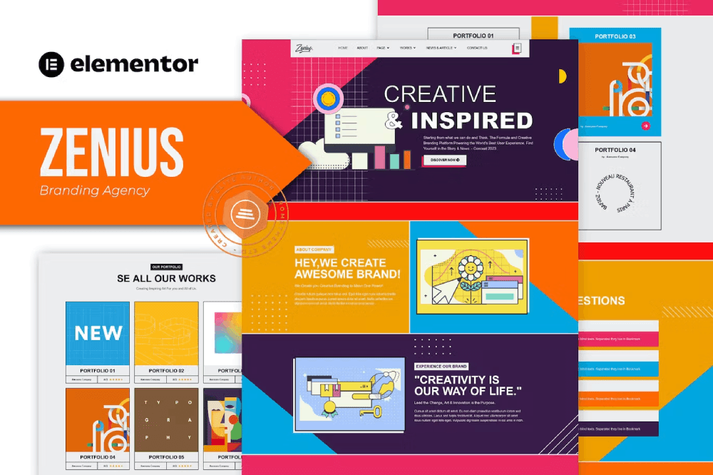 Zenius Colorful Branding Agency Elementor Template Kit