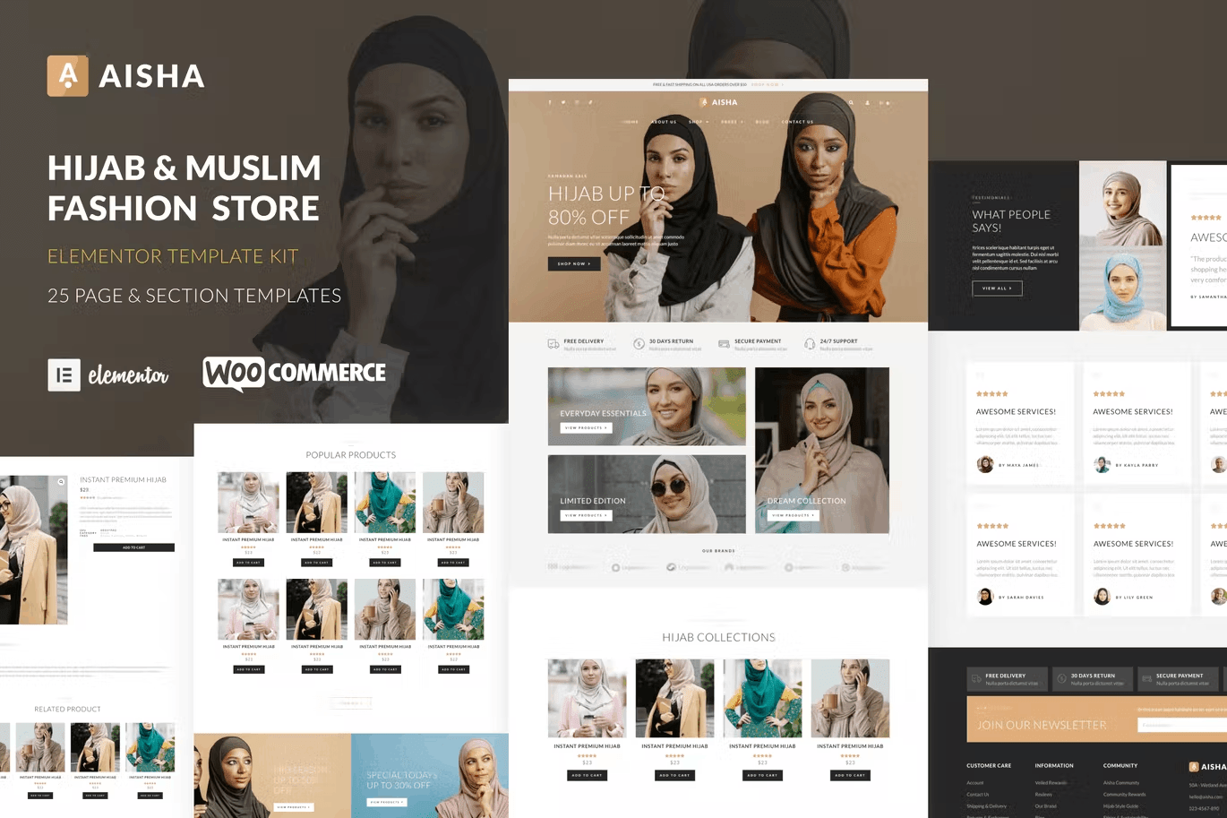 Aisha Hijab & Muslim Wear Store Elementor Template Kit