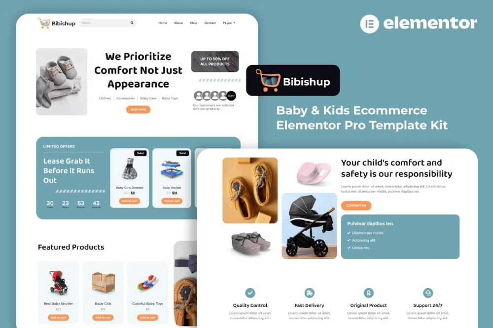 Bibishup Baby and Kids Shop Elementor Template Kit