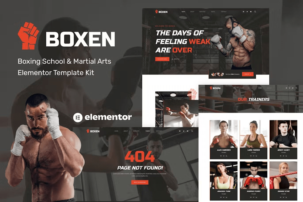 Boxen Boxing School & Martial Arts Elementor Template Kit