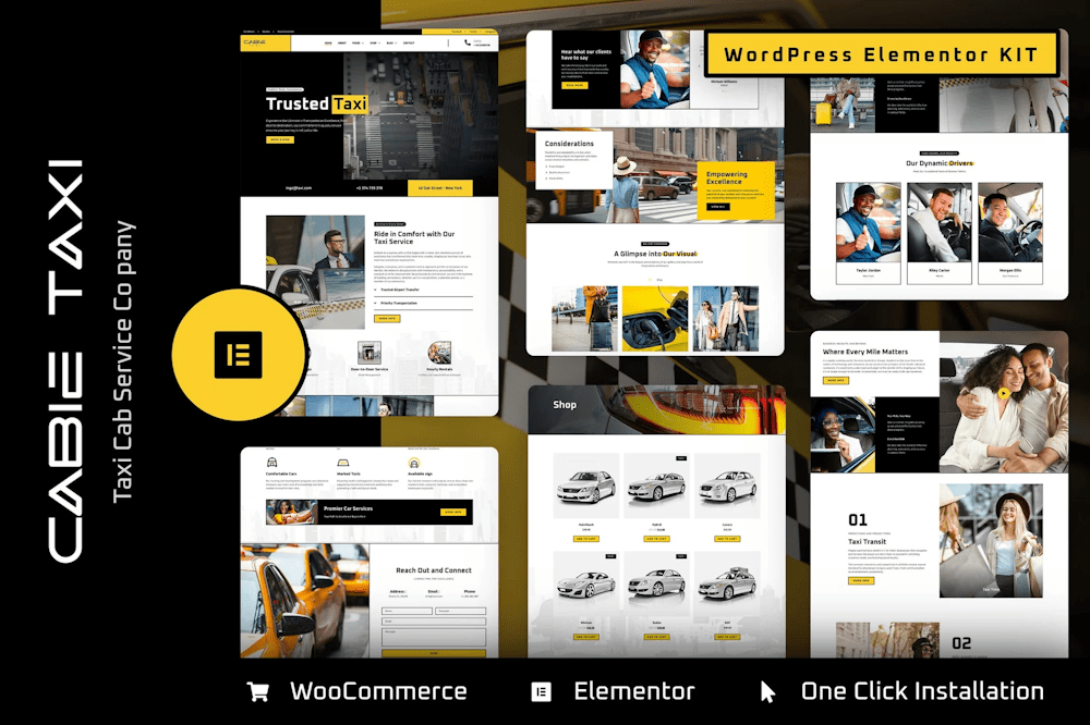 Taxi Booking Service Elementor Pro Template Kit
