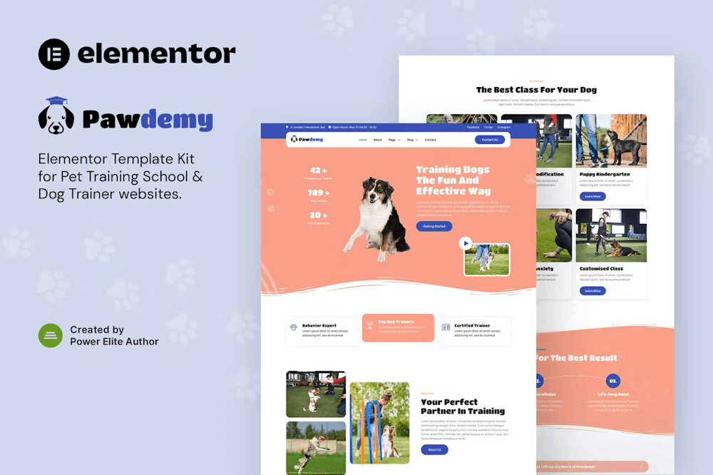 Pawdemy Pet Training Academy Elementor Template Kit