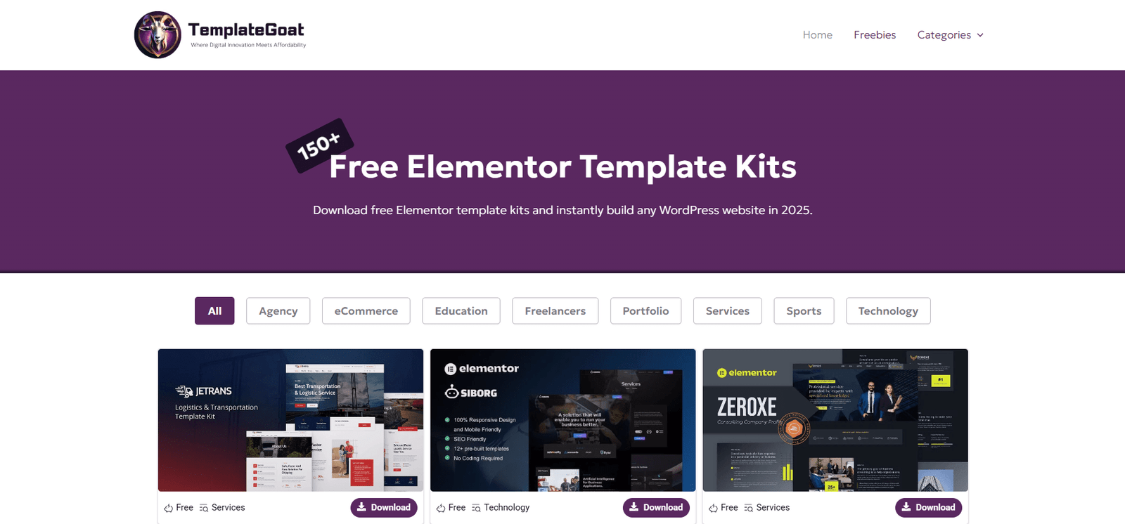 Elementor Templates For Free by Templategoat