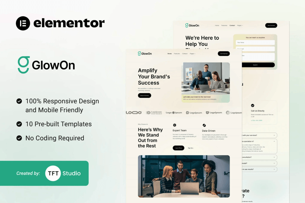 GlowOn Digital Marketing Agencies, Modern Elementor Template Kit