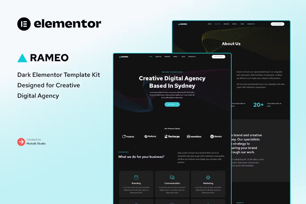 Rameo – Dark Digital Agency Elementor Template Kit