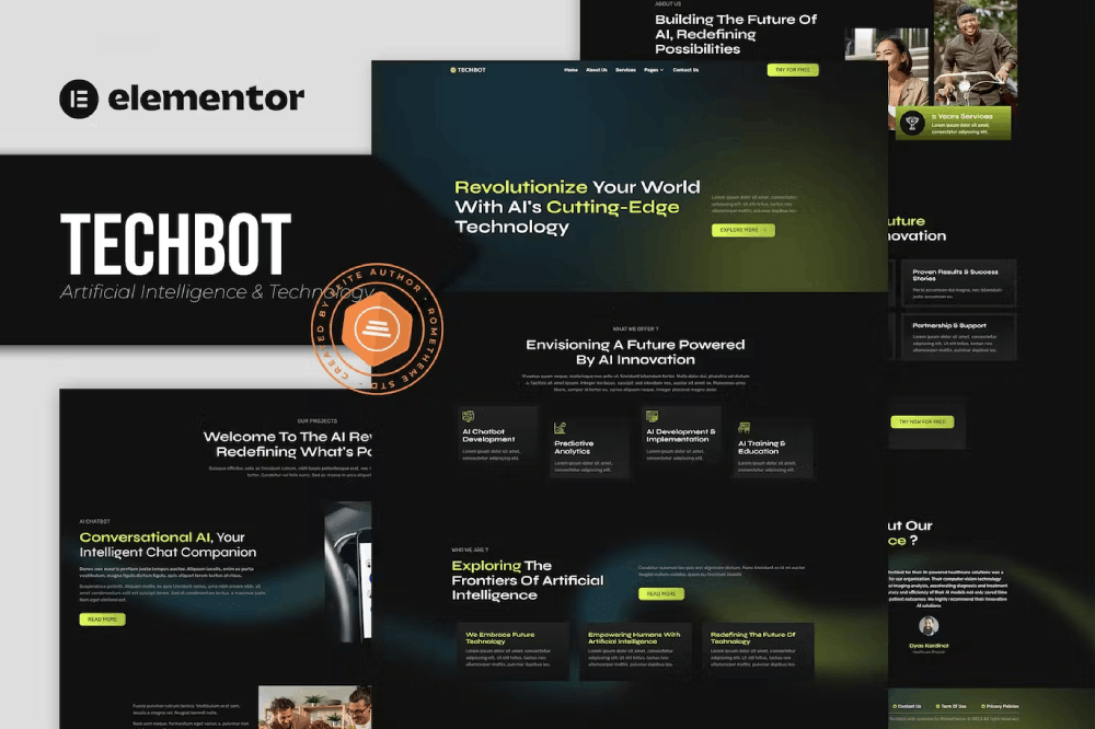 Techbot – Artificial Intelligence & Technology Services Elementor Template Kit